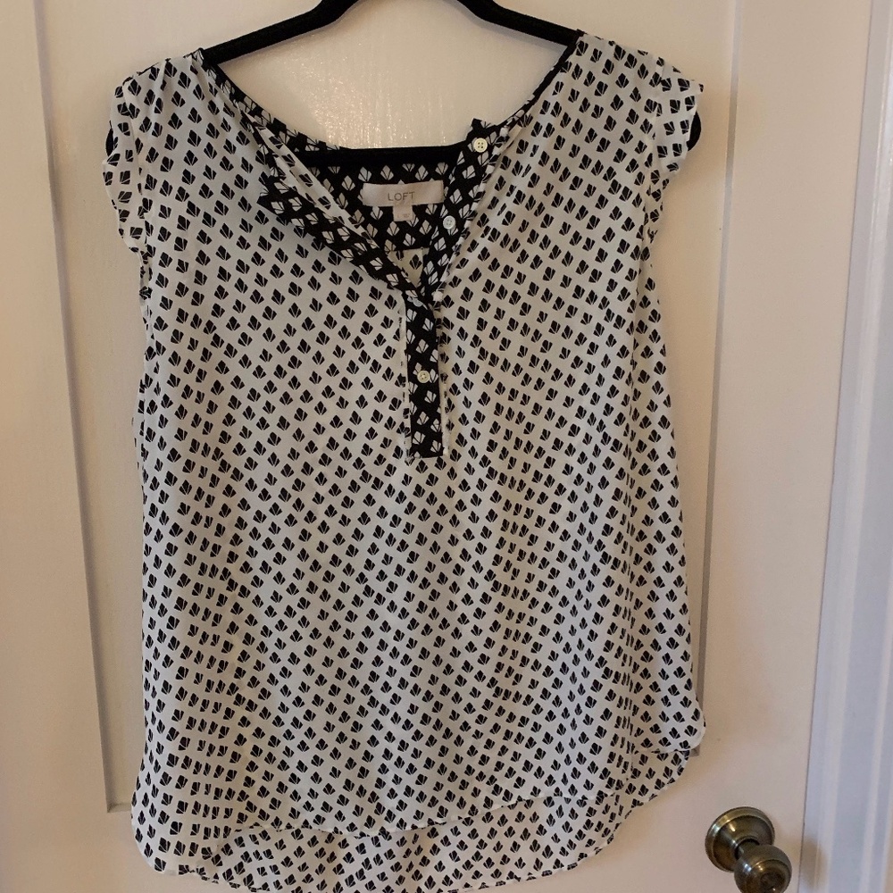 Loft Black and White Blouse